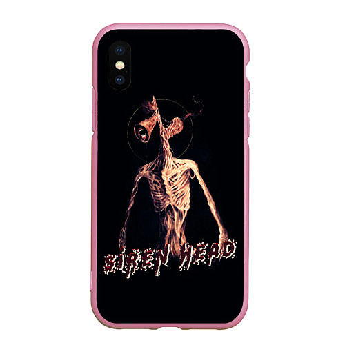 Чехол iPhone XS Max матовый Siren Head Надпись / 3D-Розовый – фото 1