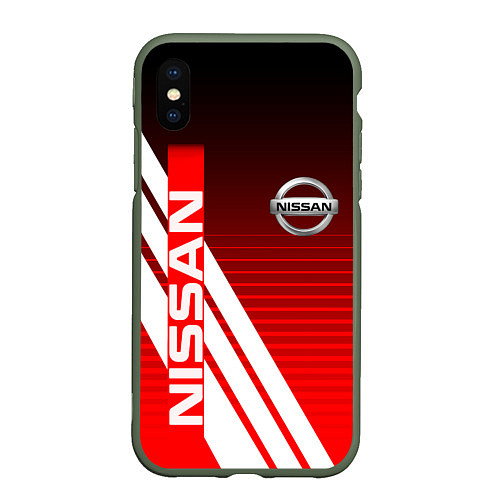 Чехол iPhone XS Max матовый NISSAN НИССАН СПОРТ / 3D-Темно-зеленый – фото 1