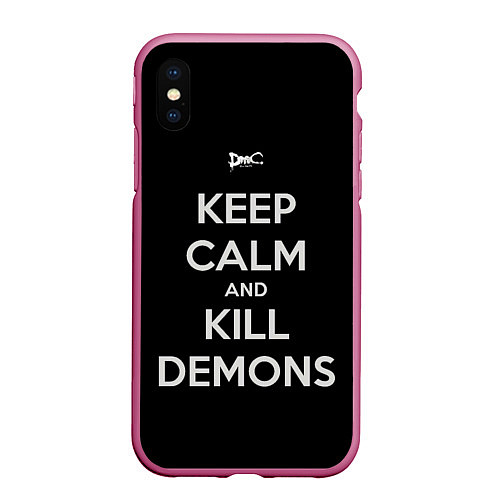 Чехол iPhone XS Max матовый Расслабься и убивай демонов / 3D-Малиновый – фото 1