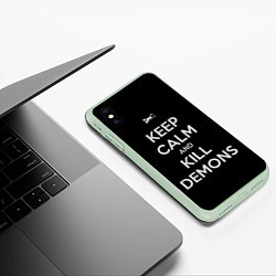 Чехол iPhone XS Max матовый Расслабься и убивай демонов, цвет: 3D-салатовый — фото 2