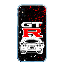 Чехол iPhone XS Max матовый NISSAN GT-R НИССАН GTR, цвет: 3D-голубой