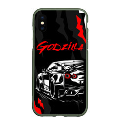 Чехол iPhone XS Max матовый NISSAN GT-R GODZILLA, цвет: 3D-темно-зеленый