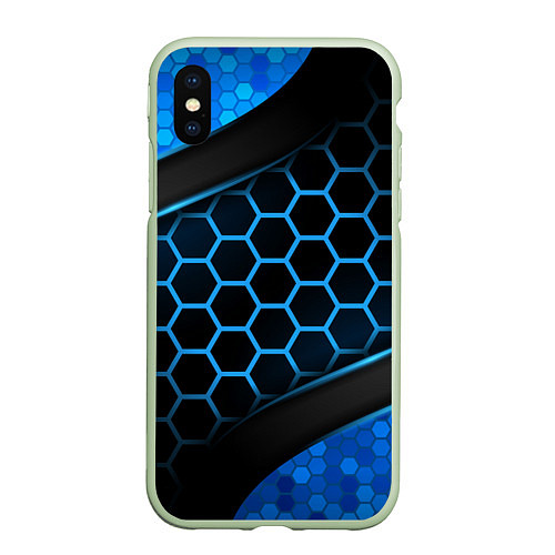 Чехол iPhone XS Max матовый 3D luxury blue 3Д СОТЫ и плиты / 3D-Салатовый – фото 1