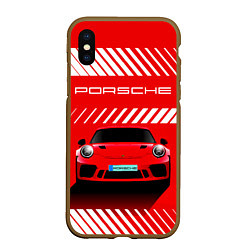 Чехол iPhone XS Max матовый PORSCHE ПОРШЕ RED STYLE, цвет: 3D-коричневый