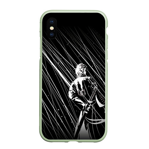 Чехол iPhone XS Max матовый Вирджил под дождём / 3D-Салатовый – фото 1