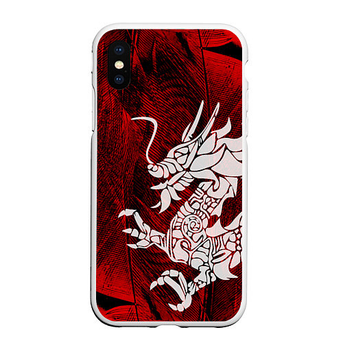 Чехол iPhone XS Max матовый Chinese Dragon / 3D-Белый – фото 1