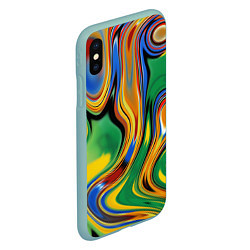 Чехол iPhone XS Max матовый Зигзаги, цвет: 3D-мятный — фото 2