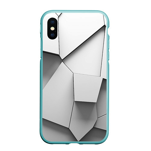 Чехол iPhone XS Max матовый Слом плитки / 3D-Мятный – фото 1