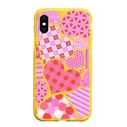 Чехол iPhone XS Max матовый Pink heart, цвет: 3D-желтый