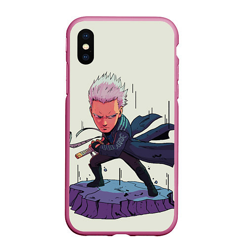 Чехол iPhone XS Max матовый Vergil Big head / 3D-Малиновый – фото 1