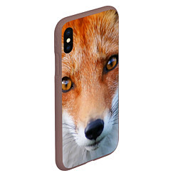 Чехол iPhone XS Max матовый Крупно мордочка лисы, цвет: 3D-коричневый — фото 2