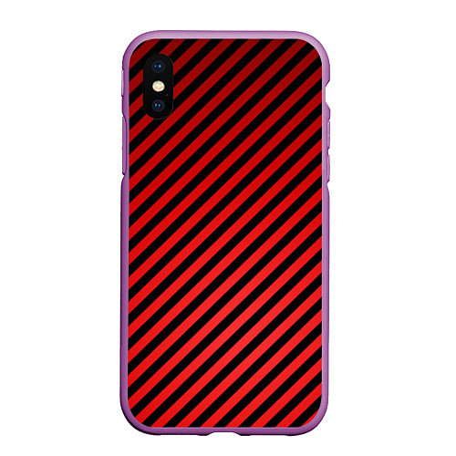 Чехол iPhone XS Max матовый Красные полосы / 3D-Фиолетовый – фото 1