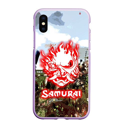 Чехол iPhone XS Max матовый SAMURAI CYBERPUNK / 3D-Сиреневый – фото 1