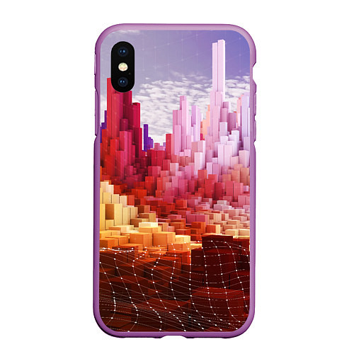 Чехол iPhone XS Max матовый Симуляция города / 3D-Фиолетовый – фото 1