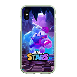 Чехол iPhone XS Max матовый Сквик Squeak Brawl Stars, цвет: 3D-салатовый