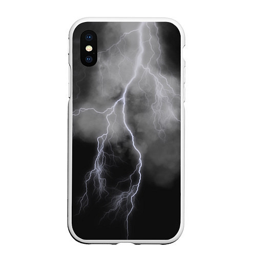 Чехол iPhone XS Max матовый Гроза / 3D-Белый – фото 1