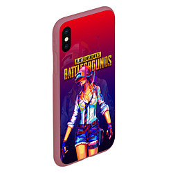 Чехол iPhone XS Max матовый PUBG GIRL ПАБГ ДЕВУШКА, цвет: 3D-малиновый — фото 2