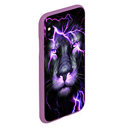 Чехол iPhone XS Max матовый НЕОНОВЫЙ ЛЕВ NEON LION, цвет: 3D-фиолетовый — фото 2