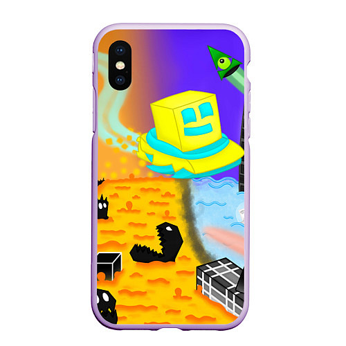 Чехол iPhone XS Max матовый Geometry Dash RobTop Z / 3D-Сиреневый – фото 1