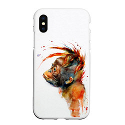 Чехол iPhone XS Max матовый Орангутанг, цвет: 3D-белый