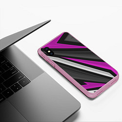 Чехол iPhone XS Max матовый Спортивные линии, цвет: 3D-розовый — фото 2