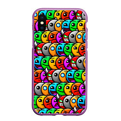 Чехол iPhone XS Max матовый Geometry Dash: Pattern Z, цвет: 3D-фиолетовый