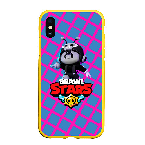 Чехол iPhone XS Max матовый Brawl Stars Pink / 3D-Желтый – фото 1