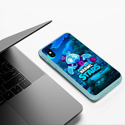 Чехол iPhone XS Max матовый Сквик Squeak Brawl Stars, цвет: 3D-мятный — фото 2