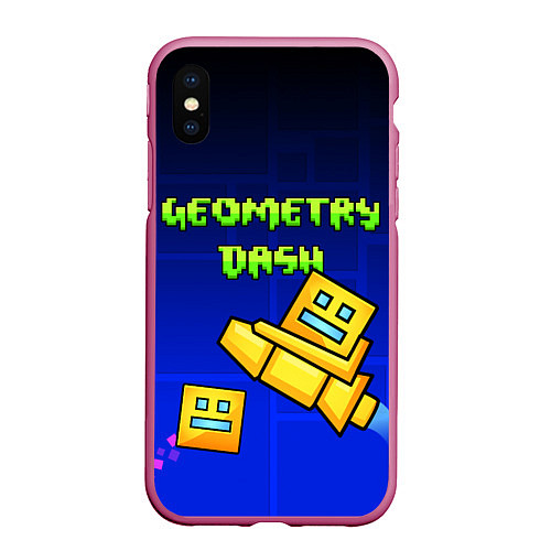 Чехол iPhone XS Max матовый Geometry Dash / 3D-Малиновый – фото 1