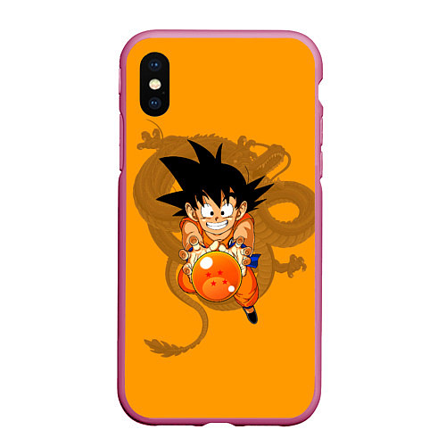 Чехол iPhone XS Max матовый Kid Goku / 3D-Малиновый – фото 1