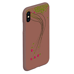 Чехол iPhone XS Max матовый Колибри из листья и цветов, цвет: 3D-коричневый — фото 2