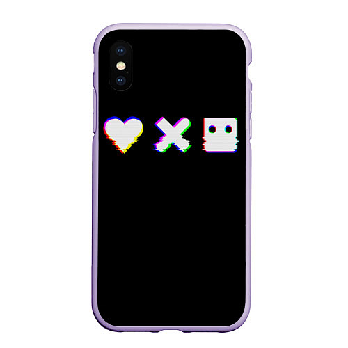 Чехол iPhone XS Max матовый Love Death and Robots Glitch / 3D-Светло-сиреневый – фото 1