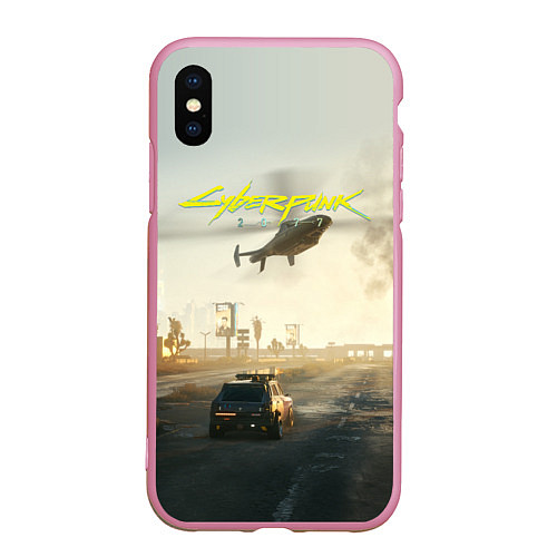 Чехол iPhone XS Max матовый CYBERPUNK 2077 КИБЕРПАНК спина Z / 3D-Розовый – фото 1