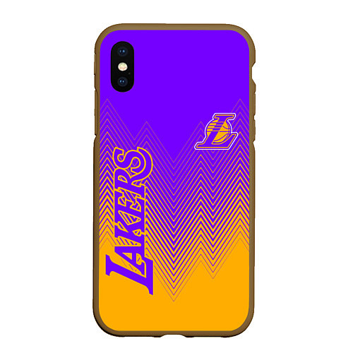 Чехол iPhone XS Max матовый LOS ANGELES LAKERS ЛЕЙКЕРС / 3D-Коричневый – фото 1