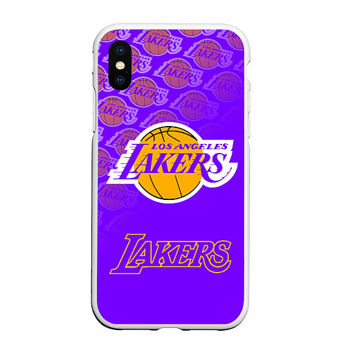 Чехол iPhone XS Max матовый LOS ANGELES LAKERS ЛЕЙКЕРС / 3D-Белый – фото 1