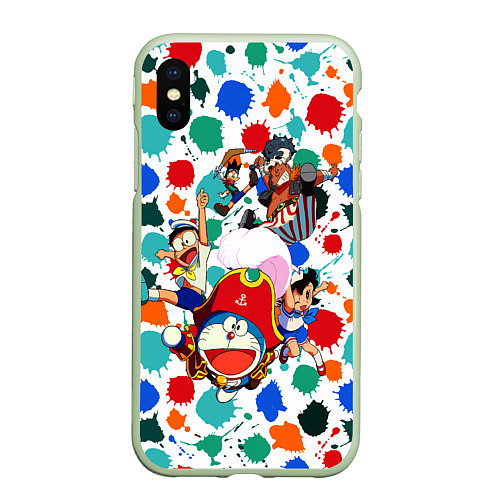Чехол iPhone XS Max матовый Дораэмон и компания / 3D-Салатовый – фото 1