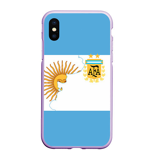 Чехол iPhone XS Max матовый Сборная Аргентины / 3D-Сиреневый – фото 1