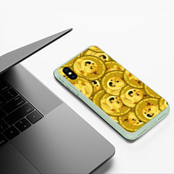 Чехол iPhone XS Max матовый DOGECOIN DOGE ДОГИКОИН, цвет: 3D-салатовый — фото 2