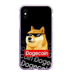 Чехол iPhone XS Max матовый DOGECOIN DOGE ДОГИКОИН, цвет: 3D-сиреневый