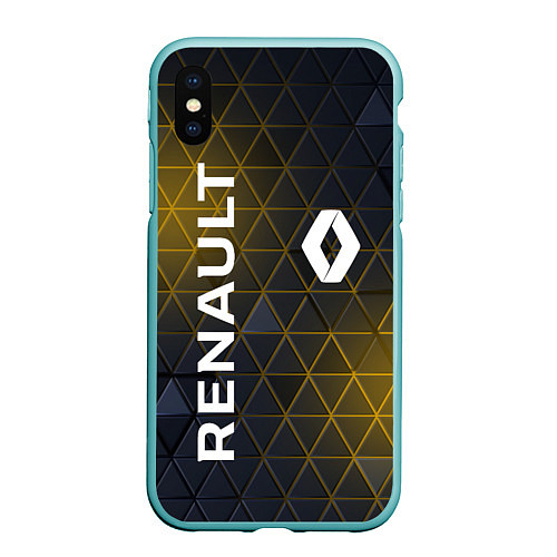 Чехол iPhone XS Max матовый RENAULT РЕНО ЖЕЛТАЯ ГЕОМЕТРИЯ / 3D-Мятный – фото 1