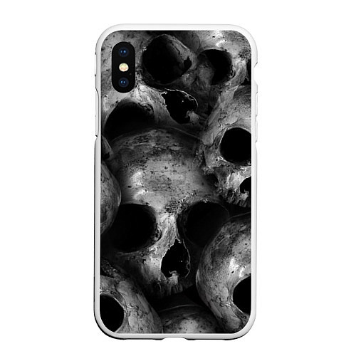Чехол iPhone XS Max матовый Груда черепов / 3D-Белый – фото 1