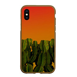 Чехол iPhone XS Max матовый Кактусы на закате