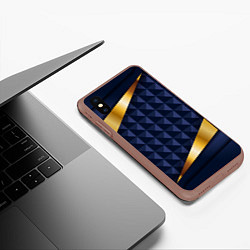 Чехол iPhone XS Max матовый 3D плитки с золотыми вставками, цвет: 3D-коричневый — фото 2