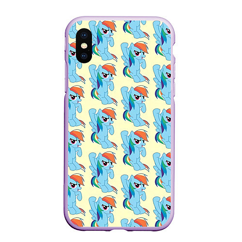 Чехол iPhone XS Max матовый Rainbow Dash / 3D-Сиреневый – фото 1