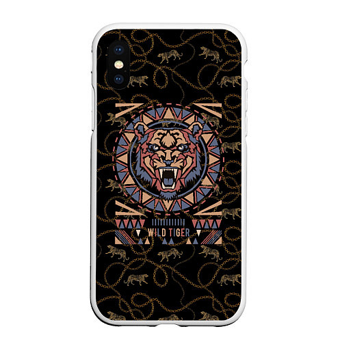 Чехол iPhone XS Max матовый WILD TIGER / 3D-Белый – фото 1