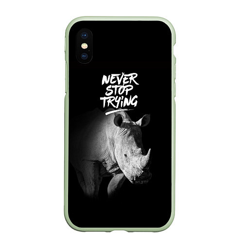 Чехол iPhone XS Max матовый Nnever stop trying / 3D-Салатовый – фото 1