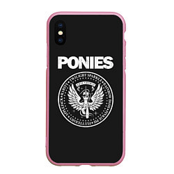 Чехол iPhone XS Max матовый Pony x Ramones, цвет: 3D-розовый