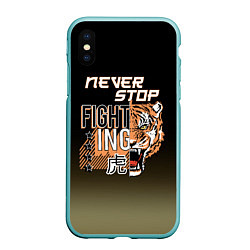 Чехол iPhone XS Max матовый FIGHT TIGER тигр боец, цвет: 3D-мятный