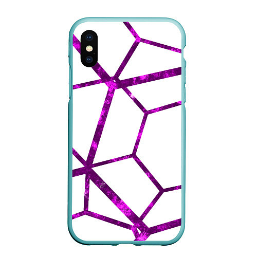 Чехол iPhone XS Max матовый Hexagon / 3D-Мятный – фото 1