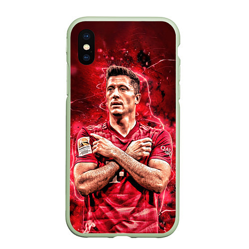 Чехол iPhone XS Max матовый Левандовски Lewandowski 9 / 3D-Салатовый – фото 1